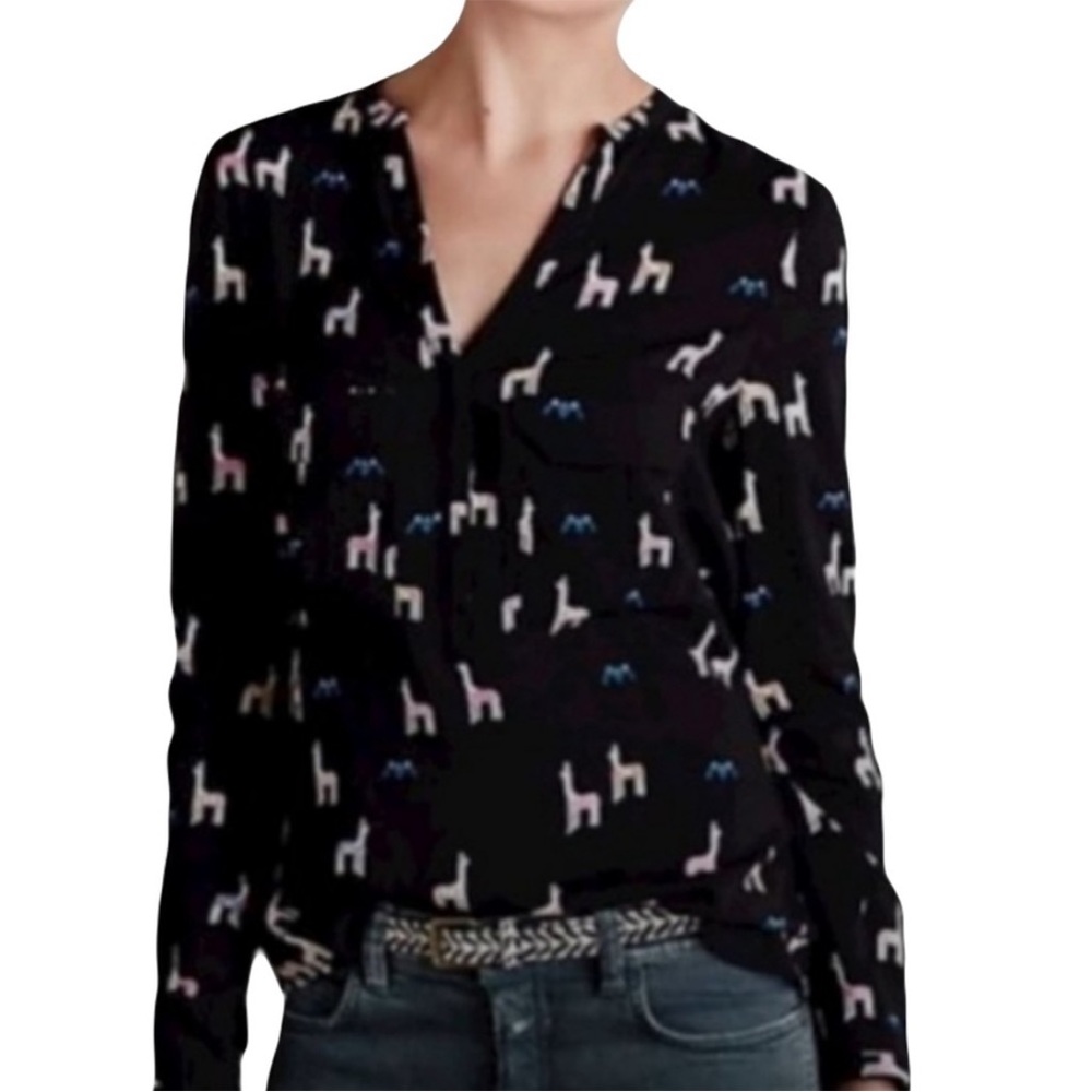 Anthropologie Maeve Llama Henley Blouse